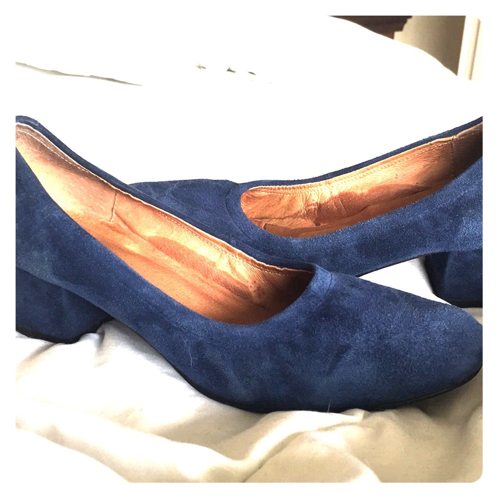 Blue suede Jeffrey Campbell block heels